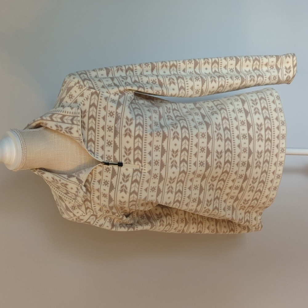 Fleece quarter zip retro pullover cream tan size medium